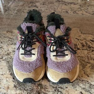 Flower Mountain Purple and Tan Fleece Sneakers